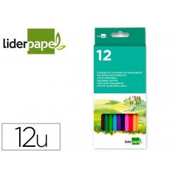 Lapices de colores acuarelables LIDERPAPEL caja de 12 unidades colores surtidos