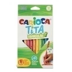 Lapices De Colores Carioca Tita Triangular Maxi Estuche De 12