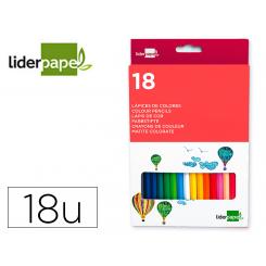 Lapices de colores LIDERPAPEL caja de 18 unidades colores surtidos