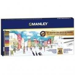 Lapices De Colores Manley Set Creativo De 40 (24X Lapiz Color, 8X Lapiz Color Metalico, 6X Lapiz Grafito, 1X Goma, 1X Afila)