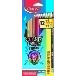 Lapices De Colores Maped Color Peps Strong Estuche De 12 (Regalo Lapiz De Grafito Y Afila)