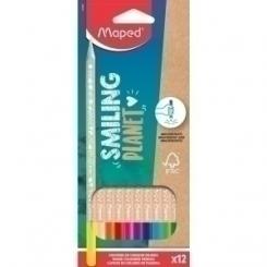 Lapices De Colores Maped Smiling Planet Fsc Estuche De 12