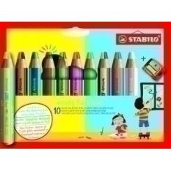 Lapices De Colores Stabilo Woody 3 En 1 Duo Surtido Estuche De 10 + Afilalapiz