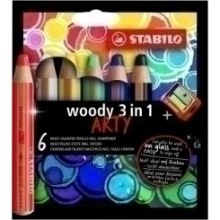Lapices De Colores Stabilo Woody 880 3 En 1 Arty Line Estuche De 6 (Incluye Sacapuntas)