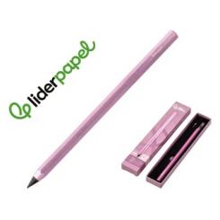 Lápiz de grafito Infinito LIDERPAPEL Aluminio Hexagonal Rosa Ultra Resistente 1 punta de recambio
