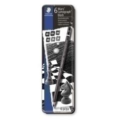 Lapiz De Grafito Staedtler 100B Lumograph Black Caja Metal De 6 (8B, 7B, 6B, 4B, 2B, Hb)