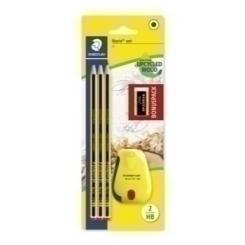 Lapiz De Grafito Staedtler 120 Noris Nº2 - Hb Blister De 3 + Afilalapiz Con Depositor (Regalo: Goma De Borrar Mini Diseño Noris)