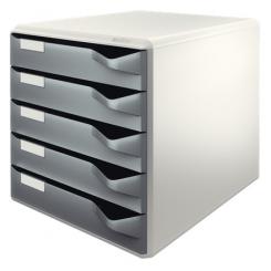 LEITZ Buc para correo 5 cajones LEITZ, gris oscuro/gris