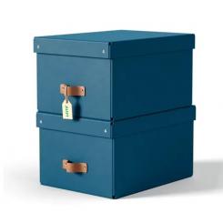 Leitz Caja de almacenamiento de cartón mediana, 2 piezas, azul (270x200x370)