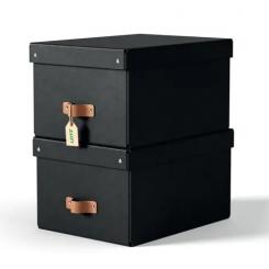 Leitz Caja de almacenamiento de cartón mediana, 2 piezas negro (270x200x370)