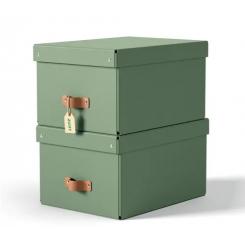 Leitz Caja de almacenamiento de cartón mediana, 2 piezas, verde (270x200x370)