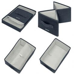 LEITZ Caja de tela para almacenaje con tapa S, 2 piezas, gris
