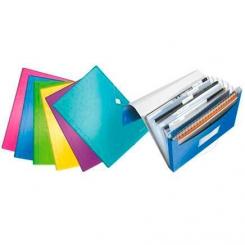 LEITZ Carpeta acordeón WOW. PP. 6 separadores más 1 extra ancho. DIN A4, fucsia