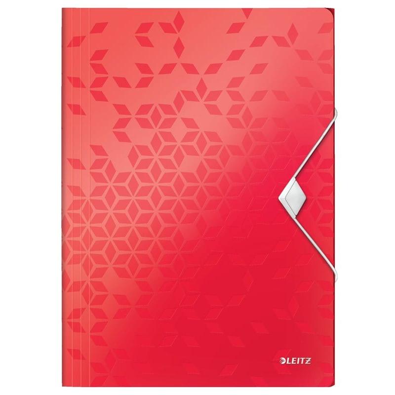 LEITZ Carpeta de gomas WOW. PP. Con 3 solapas. DIN A4, rojo