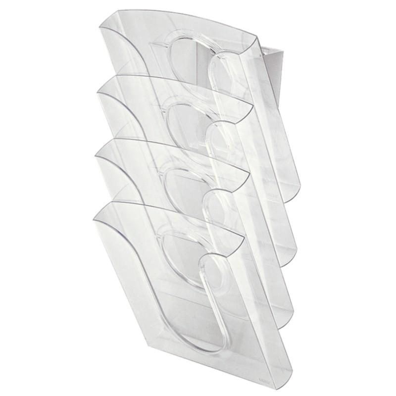 LEITZ Clasificador mural Presenter Set (Juego completo 4 bandejas+adaptador+elementos de fijación), cristal