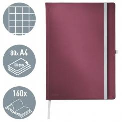 Leitz Cuaderno libreta con tapas duras Leitz Style, 80 hojas cuadriculado 5, DIN A4, rojo granate (cuadriculado 5x5, 80 hojas, 96 grs FSC)
