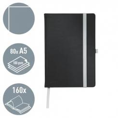 Leitz Cuaderno libreta con tapas duras Leitz Style. 80 hojas papel blanco, DIN A5, negro satinado (liso, 80 hojas, 96 grs FSC)