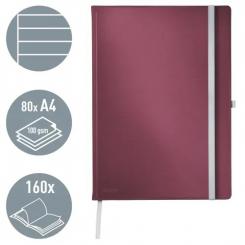 Leitz Cuaderno libreta con tapas duras Leitz Style, 80 hojas rayado horizontal, DIN A4, rojo granate (80 hojas, 96 grs FSC)