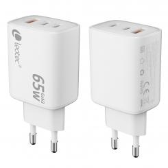 Leotec CARGADOR UNIVERSAL 65W GAN ULTRA SLIM 2 USB C PD+1 USB A BLANCO