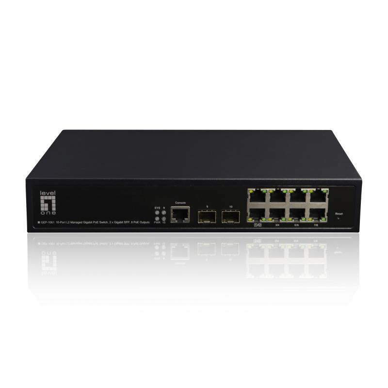 levelone-gep-1061-switch-gestionado-l2-gigabit-ethernet-10-100-1000-energia-sobre-ethernet-poe-negro