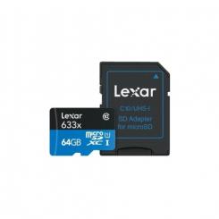 Lexar LEXAR 64GB HIGH-PERFORMANCE 633X MICROSDXC UHS-I, UP TO 100MB/S READ 45MB/S WRITE C10 A1 V30 U3