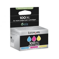 Lexmark Pack de 3 Cartuchos de Tinta de Color cian, magenta y amarillo (cmy) alto rendimiento 100XL