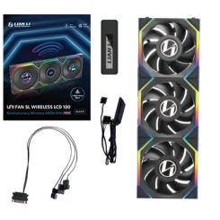 Lian Li UNI FAN SL Wireless LCD 120 Carcasa del ordenador Ventilador 12 cm Negro 3 pieza(s)