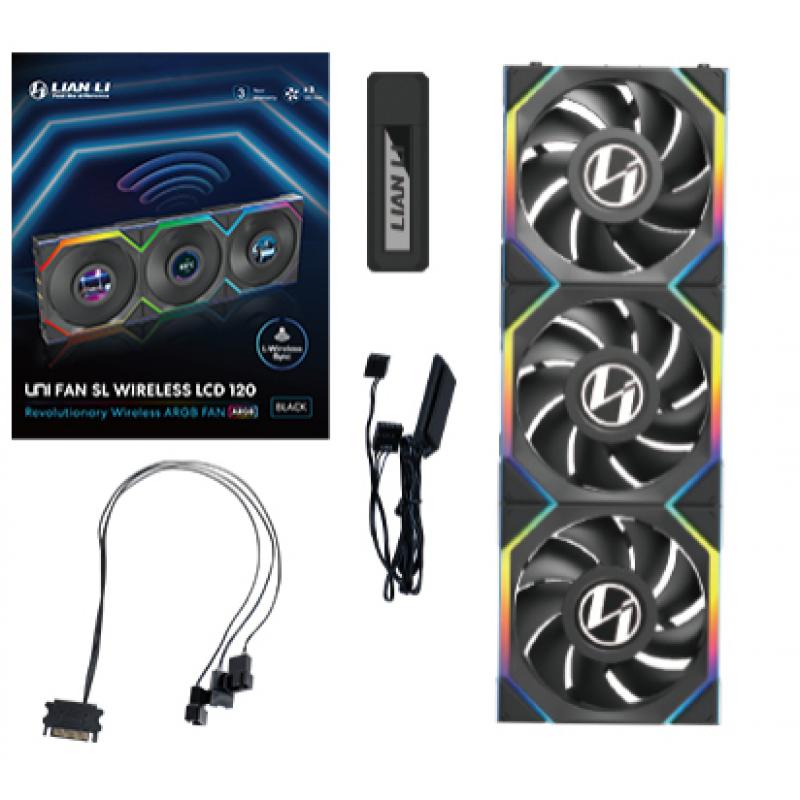 lian-li-uni-fan-sl-wireless-lcd-120-carcasa-del-ordenador-ventilador-12-cm-negro-3-piezas