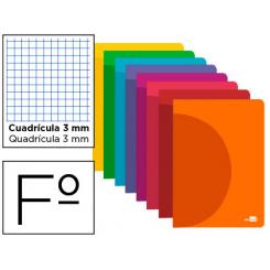 Libreta LIDERPAPEL 360 tapa de plastico A4 48 hojas 90g/m2 cuadro 3 mm con margen colores surtidos