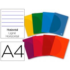 Libreta LIDERPAPEL 360 tapa de plastico A4 48 hojas 90g/m2 horizontal con doble margen colores surtidos