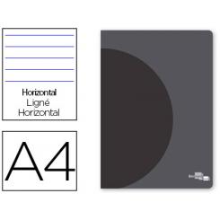 Libreta LIDERPAPEL 360 tapa de plastico A4 48 hojas 90g/m2 horizontal con doble margen tapa negra