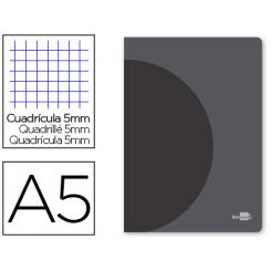 Libreta LIDERPAPEL 360 tapa de plastico A5 48 hojas 90g/m2 5mm con doble margen tapa negra