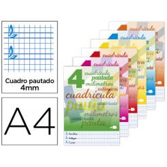 Libreta LIDERPAPEL pautaguia tapa cartoncillo 32 hojas DIN A4 70 gr cuadriculado pautado 4 mm