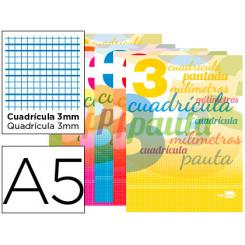 Libreta LIDERPAPEL pautaguia tapa cartoncillo 32 hojas DIN A5 70 g cuadriculado pautado 3 mm con margen