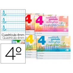 Libreta LIDERPAPEL pautaguia tapa cartoncillo 32 hojas DIN A5 70 g cuadriculado pautado 4 mm apaisado con margen