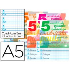Libreta LIDERPAPEL pautaguia tapa cartoncillo 32 hojas DIN A5 70 g cuadriculado pautado 5 mm
