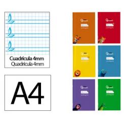 Libreta LIDERPAPEL Pautaguia Tapa Cartoncillo 32H A4 75gr cuadriculado pautado 4mm c/margen 6 colores Surtidos