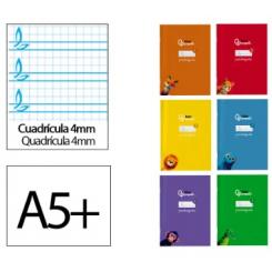 Libreta LIDERPAPEL Pautaguia Tapa Cartoncillo 32H A5+ 75gr cuadriculado pautado 4mm c/margen 6 colores Surtidos
