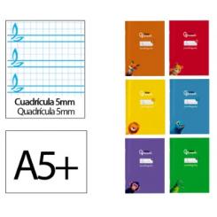 Libreta LIDERPAPEL Pautaguia Tapa Cartoncillo 32H DIN A5+ 75gr cuadriculado pautado 5mm c/margen 6 colores Surtidos