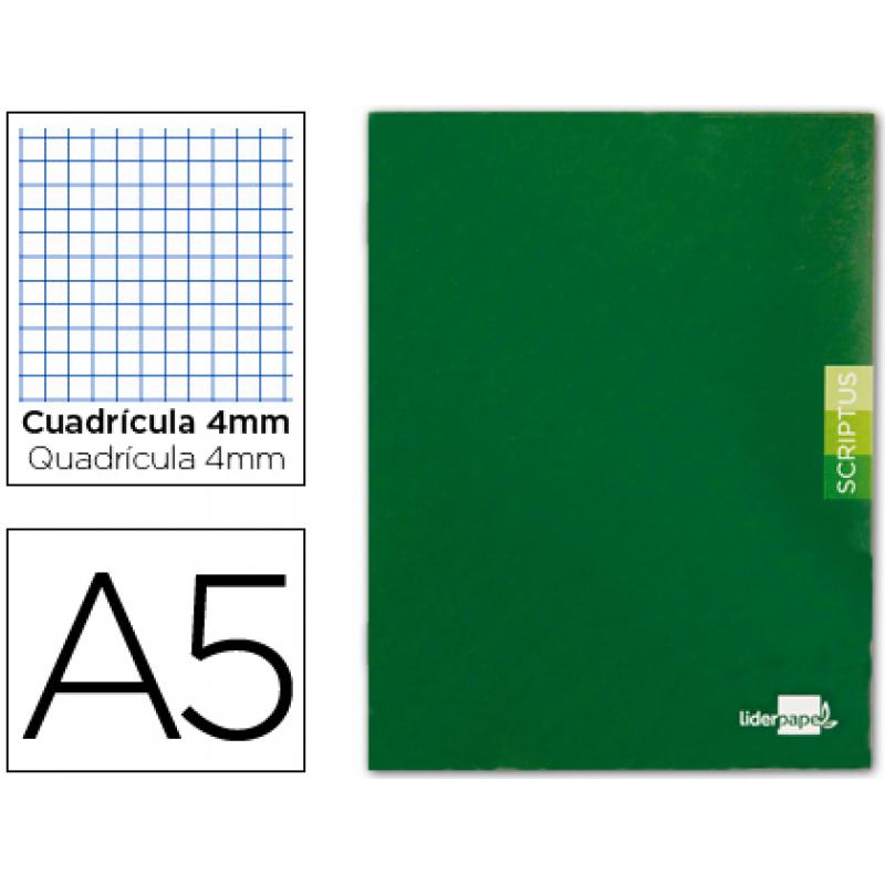 libreta-liderpapel-scriptus-a5-48-hojas-90gr-m2-cuadro-4mm-con-margen-color-verde
