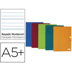 Libreta LIDERPAPEL scriptus A5 plus 48 hojas 90g/m2 rayado montessori 5mm con margen colores surtidos