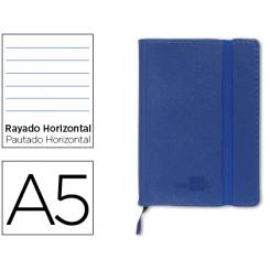 Libreta LIDERPAPEL Simil Piel A5 120 Hojas 70gr/m2 Horizontal sin Margen Azul