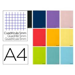 Libreta LIDERPAPEL SMART A4 tapa blanda 80 Hojas 60G/m2 cuadriculada 5 mm c/margen colores Surtidos