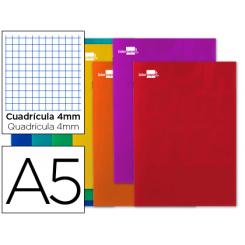 Libreta LIDERPAPEL smart A5 80 hojas 60g/m2 cuadro 4mm con margen colores surtidos tapa blanda