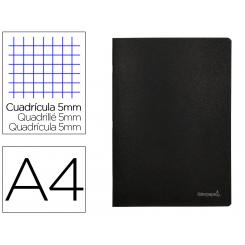 Libreta LIDERPAPEL tapa negra A4 80 hojas 60g/m2 cuadro 5mm con doble margen