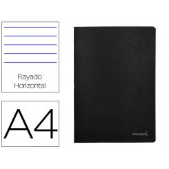 Libreta LIDERPAPEL tapa negra A4 80 hojas 60g/m2 horizontal con doble margen