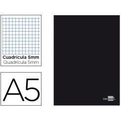 Libreta LIDERPAPEL tapa negra A5 80 hojas 60g/m2 cuadro 5mm con doble margen