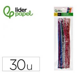 Limpiapipas de Chenilla LIDERPAPEL 30 cm colores Brillantes Surtidos Bolsa de 30 Unidades