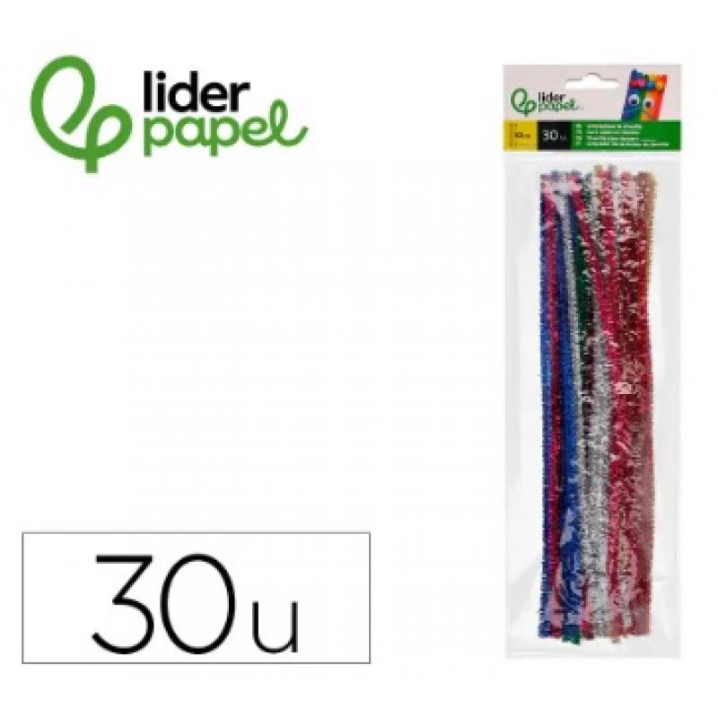 limpiapipas-de-chenilla-liderpapel-30-cm-colores-brillantes-surtidos-bolsa-de-30-unidades
