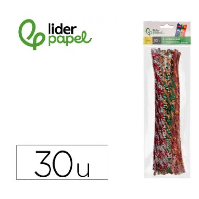 limpiapipas-de-chenilla-liderpapel-30-cm-dos-colores-brillantes-surtidos-bolsa-de-30-unidades